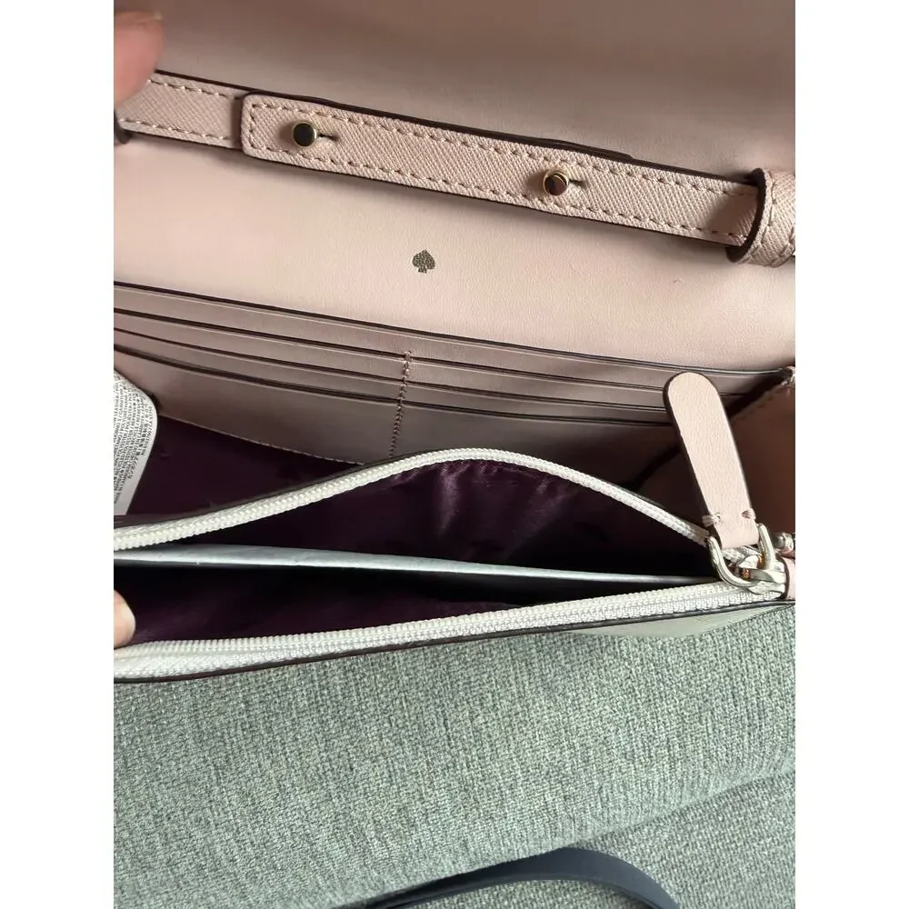 Kate Spade Cameron Small Flap Crossbody Cherry Wood White Pink  Burgundy Maroon